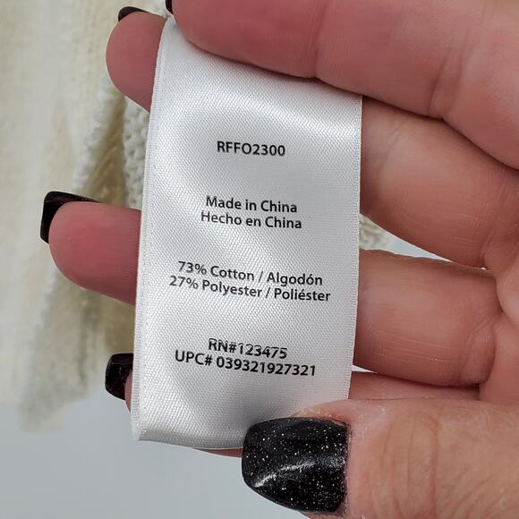 Rachel Zoe Womens Karla Open Cream Lace Knit Stretchy Cotton Blend Sweater| XL - Picture 5 of 12